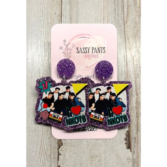 New Kids on the Block Glitter Earrings NEW - Picture 1 of 1